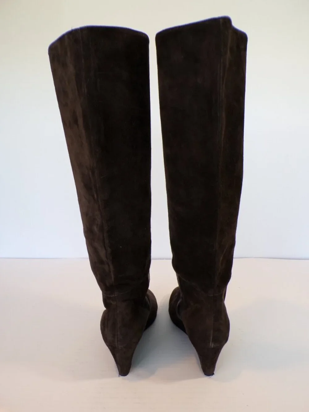 Robert Clergerie Women's Brown Black Suede Knee High Wedge Boots Size 10
